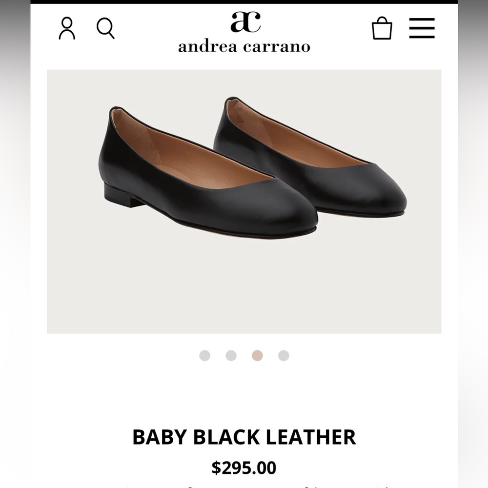 Andrea Carrano Baby Black Leather Ballet Flats